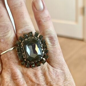 Fun Statement Ring Blackened Silver Blue Stone Ring Adjustable 7